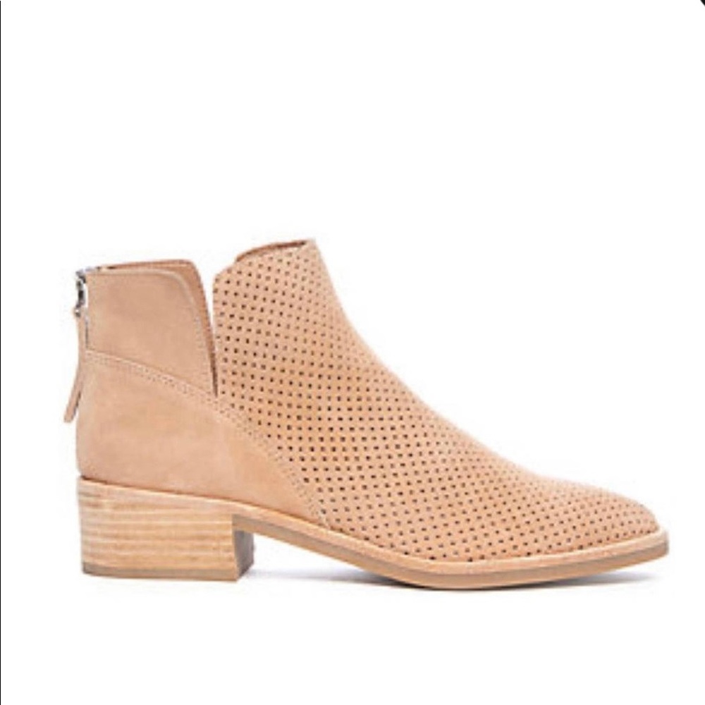 Dolce Vita Cream Tacey Tan Leather Perforated Boots/Booties